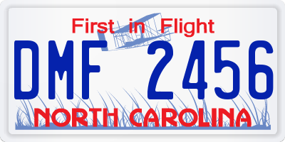 NC license plate DMF2456