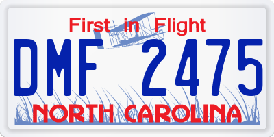 NC license plate DMF2475