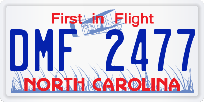 NC license plate DMF2477