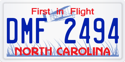 NC license plate DMF2494