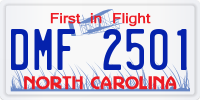 NC license plate DMF2501