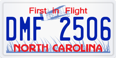 NC license plate DMF2506