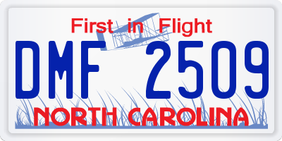 NC license plate DMF2509