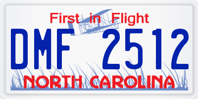 NC license plate DMF2512