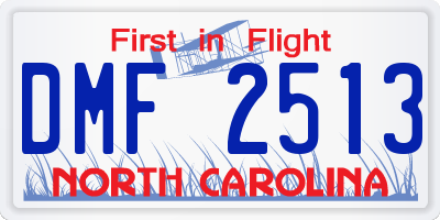 NC license plate DMF2513