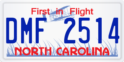 NC license plate DMF2514