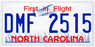 NC license plate DMF2515