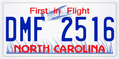 NC license plate DMF2516