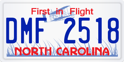 NC license plate DMF2518