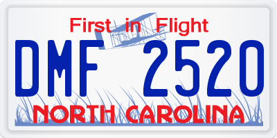 NC license plate DMF2520
