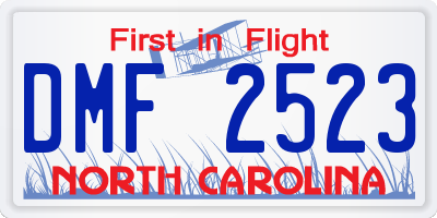 NC license plate DMF2523