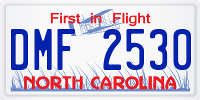 NC license plate DMF2530
