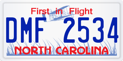 NC license plate DMF2534