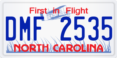 NC license plate DMF2535