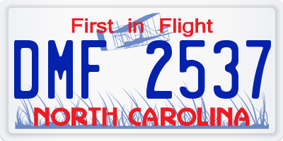 NC license plate DMF2537
