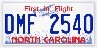 NC license plate DMF2540