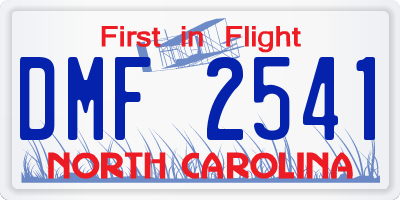 NC license plate DMF2541