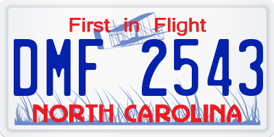 NC license plate DMF2543