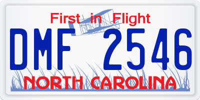 NC license plate DMF2546