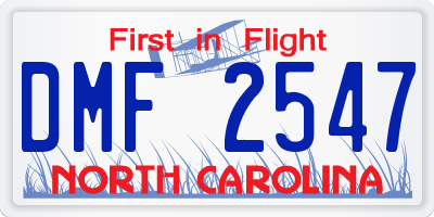 NC license plate DMF2547