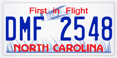 NC license plate DMF2548