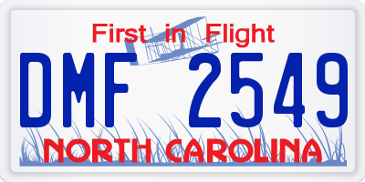 NC license plate DMF2549