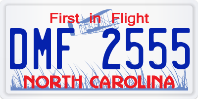 NC license plate DMF2555