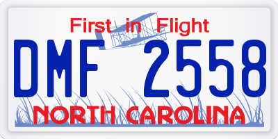 NC license plate DMF2558