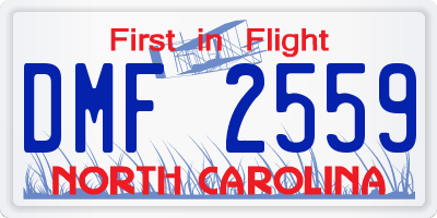 NC license plate DMF2559