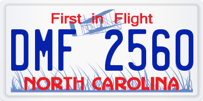 NC license plate DMF2560