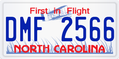 NC license plate DMF2566