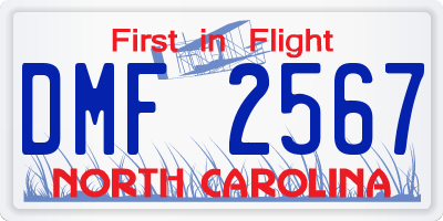 NC license plate DMF2567