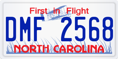 NC license plate DMF2568