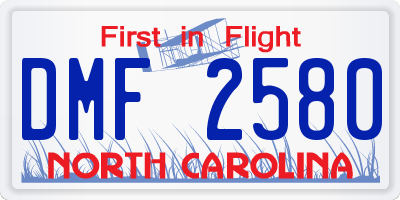 NC license plate DMF2580