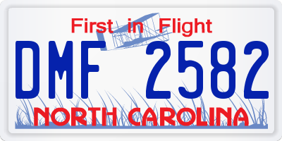 NC license plate DMF2582