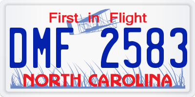 NC license plate DMF2583