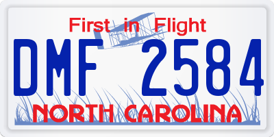NC license plate DMF2584