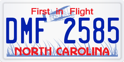NC license plate DMF2585