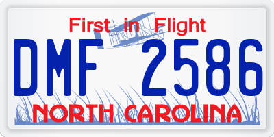 NC license plate DMF2586