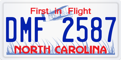 NC license plate DMF2587