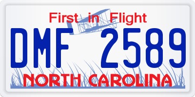 NC license plate DMF2589
