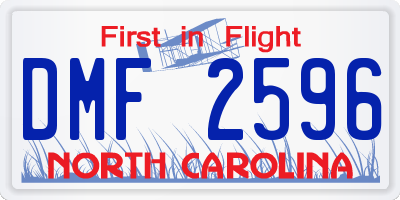 NC license plate DMF2596