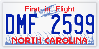 NC license plate DMF2599