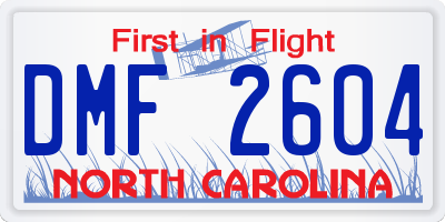 NC license plate DMF2604