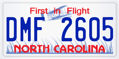 NC license plate DMF2605