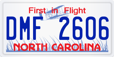 NC license plate DMF2606