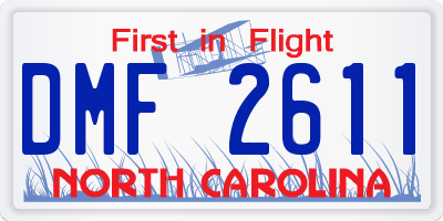 NC license plate DMF2611
