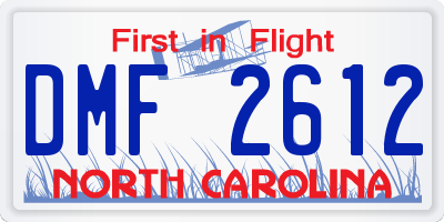 NC license plate DMF2612