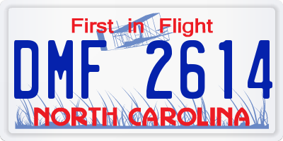 NC license plate DMF2614