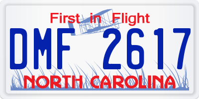 NC license plate DMF2617